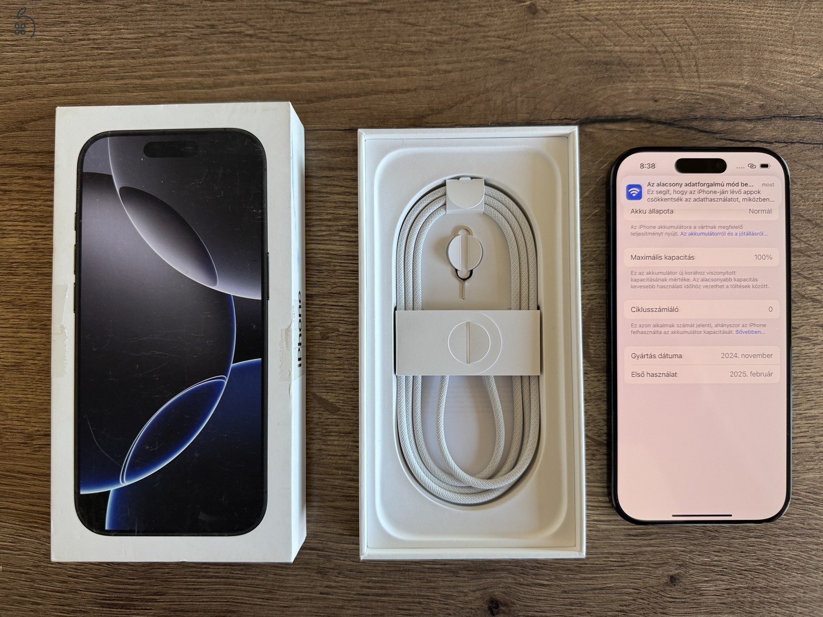 iPhone 16 Pro MAX 512 GB Black Titán - 0 CIKLUS - 100 százalékos Akku - APPLE GARANCIA 
