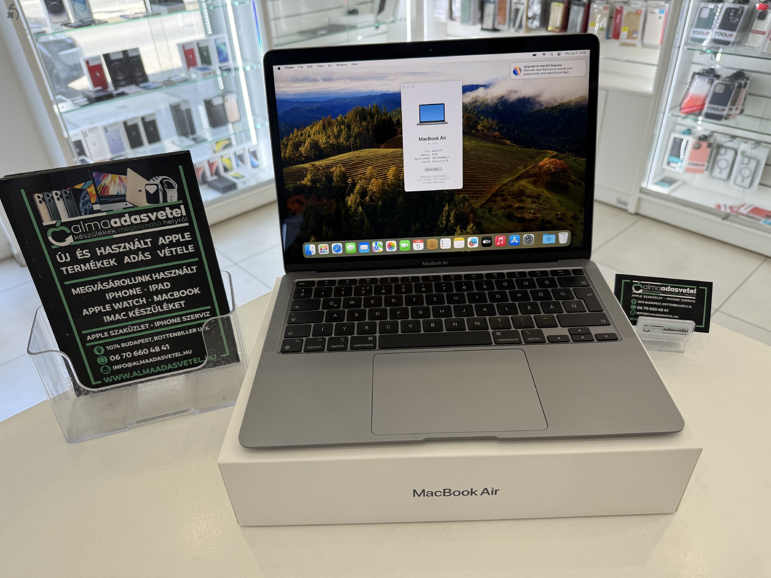 MacBook Air M1/8GB/256ssd/Újszerű/1-3 hónap gar./Akku 93%/p4289