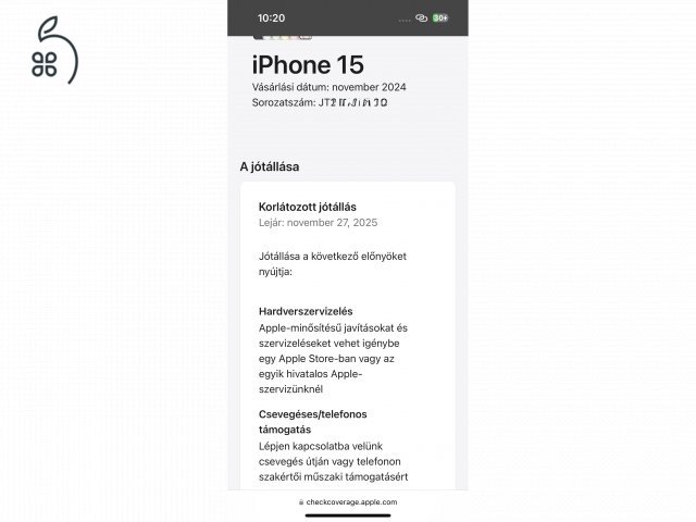 Eladó vadiúj állapotú iPhone 15, 128 GB, fekete színű! 