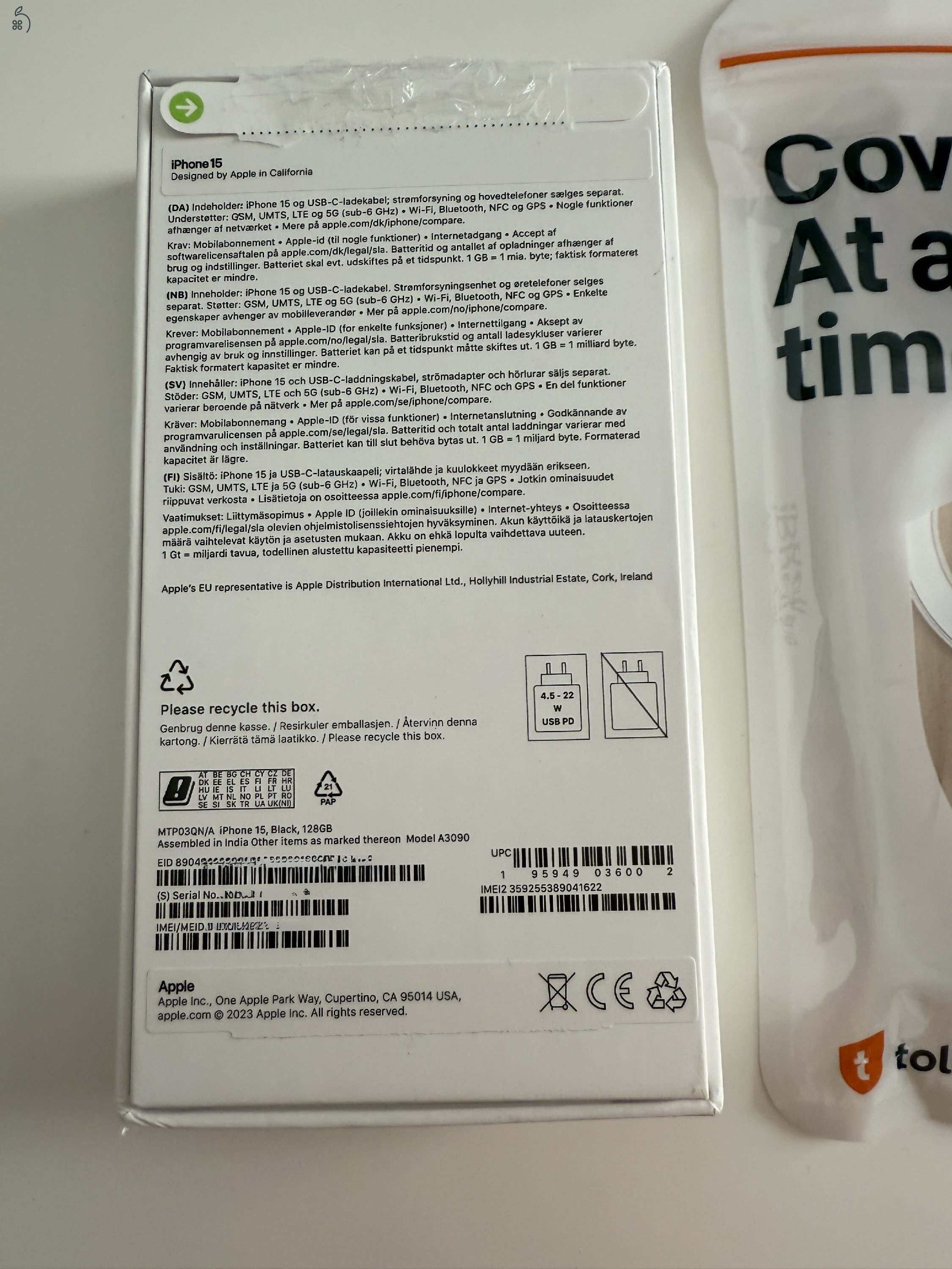 Eladó vadiúj állapotú iPhone 15, 128 GB, fekete színű! 