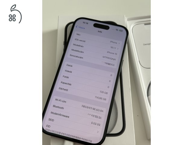 Eladó vadiúj állapotú iPhone 15, 128 GB, fekete színű! 