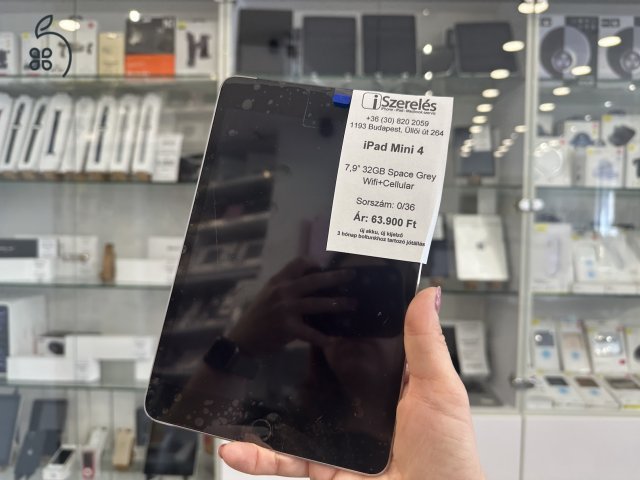 Garanciás | iPad Mini 4 32 GB Wifi+Cellular ÚJ KIJELZŐ / ÚJ AKKU (0/36) iSzerelés.hu