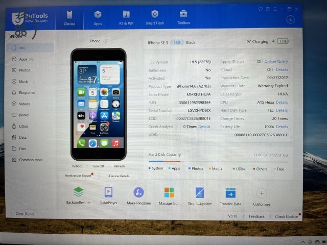iPhone SE 2022 64GB Makulátlan! Akku 100%!