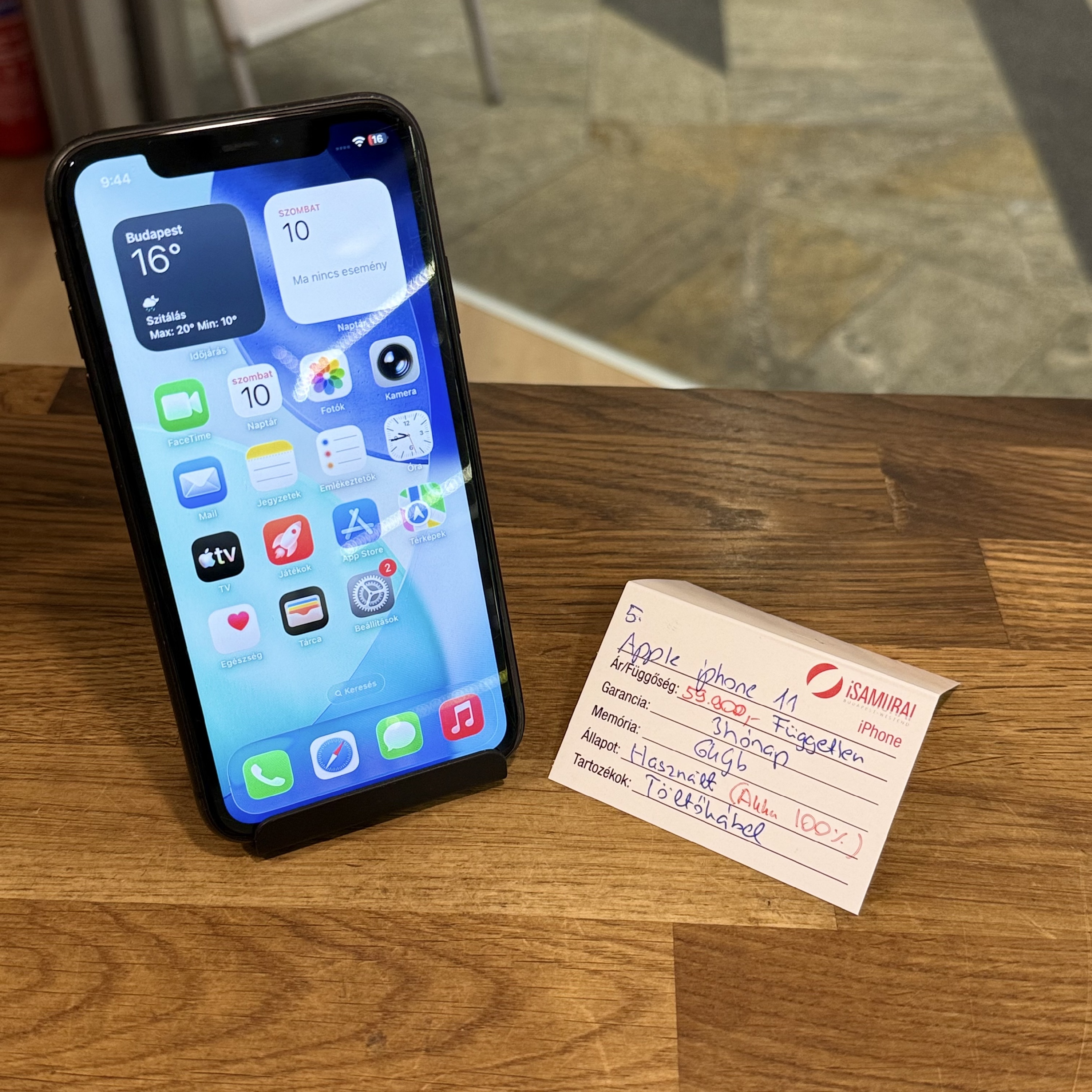 Apple iPhone 11 -  64GB - Fekete - Független - 100%AKKU (5.)