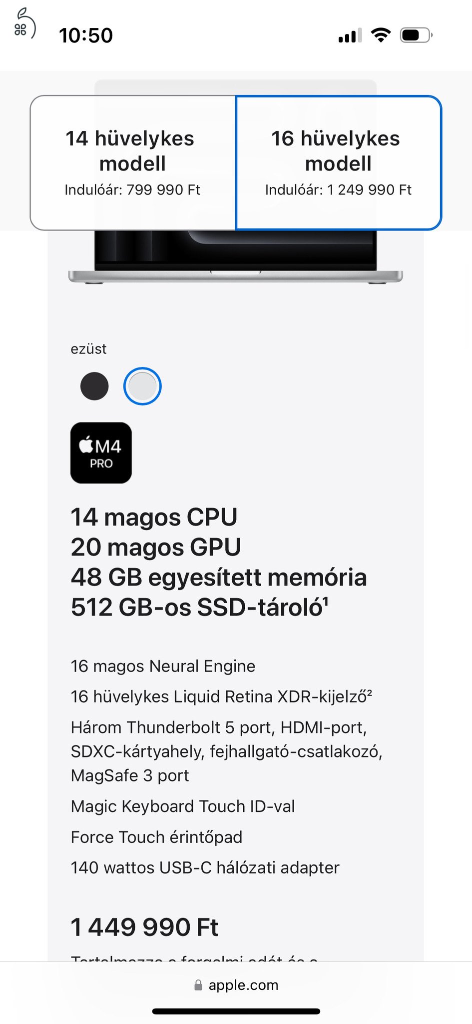 Nézz rá, 1.45M helyett - MacBook Pro 16