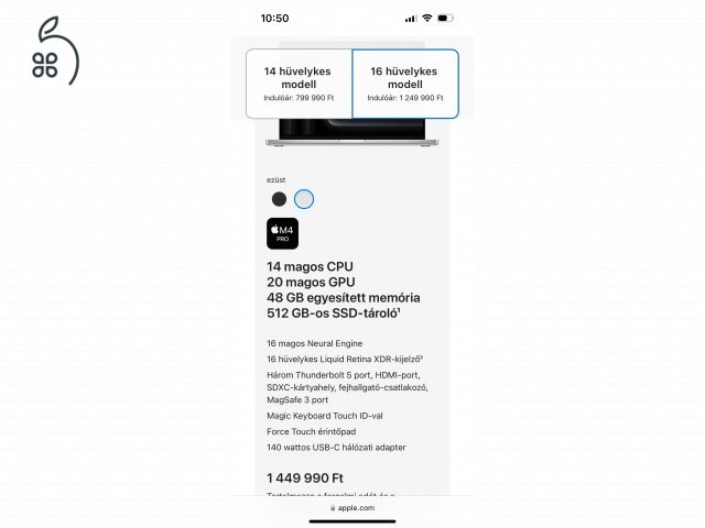 Nézz rá, 1.45M helyett - MacBook Pro 16