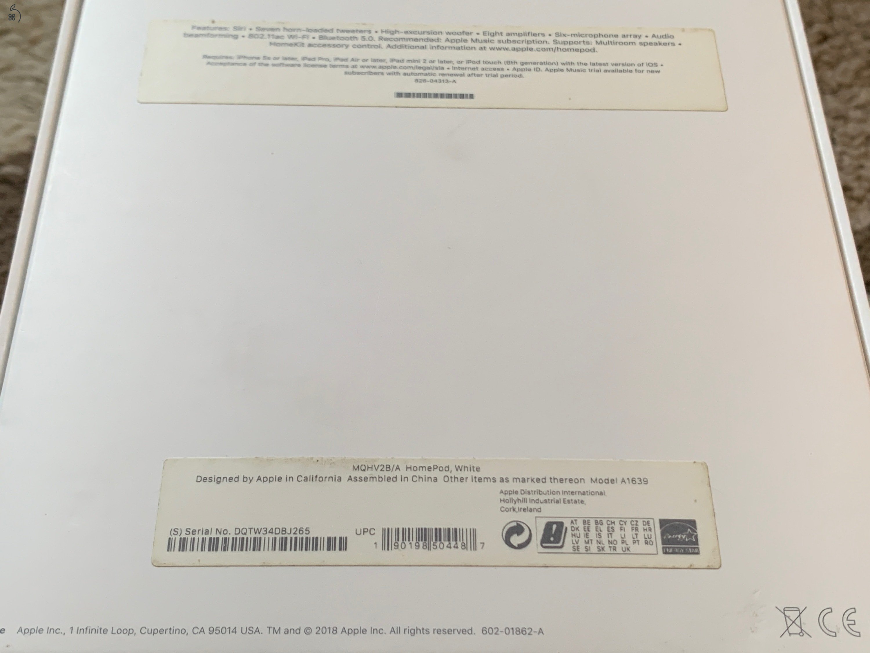 Fehér Apple HomePod (1. generáció) ELADÓ