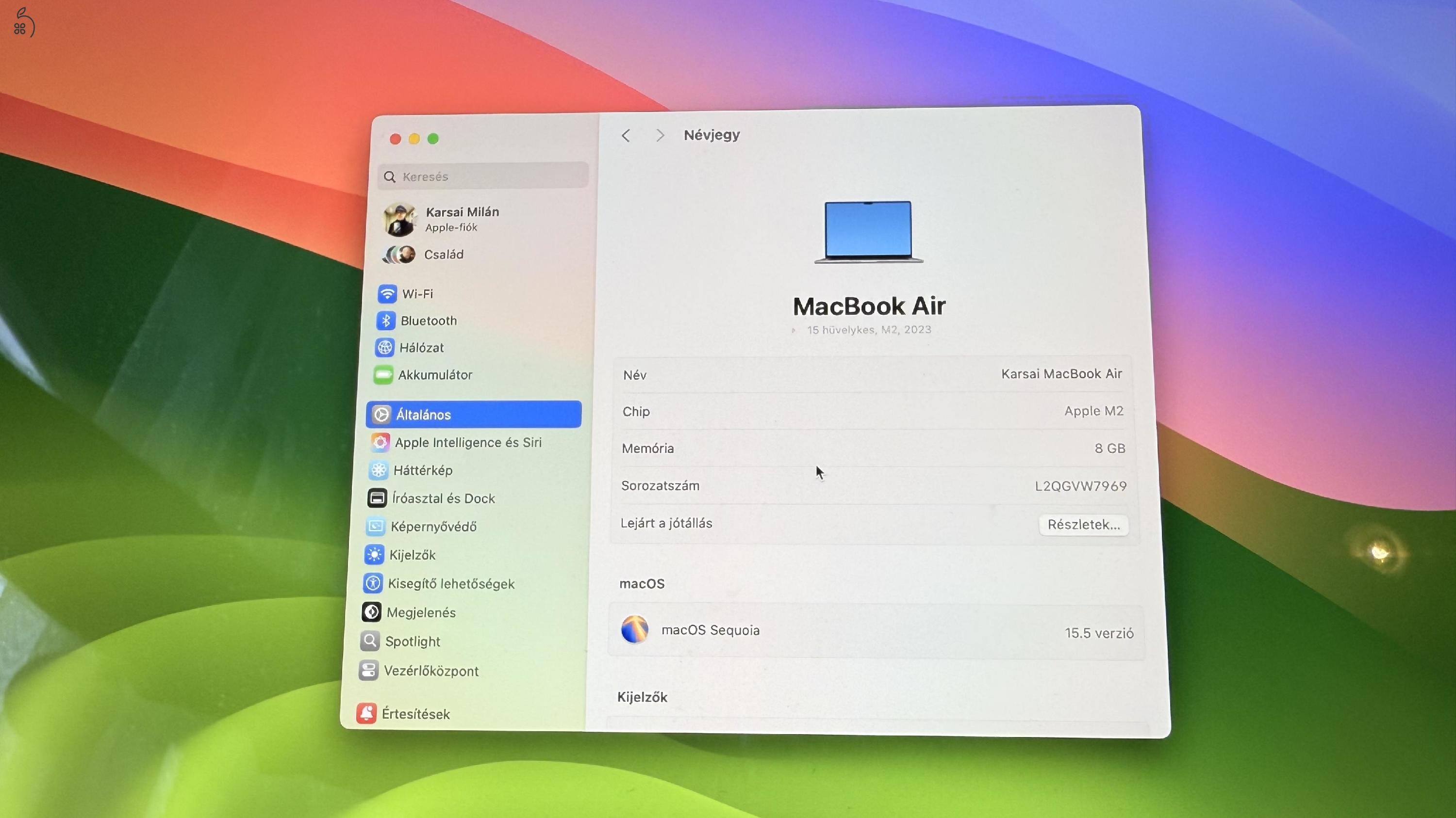 Macbook Air M2 15,3