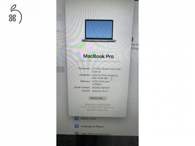 13' Macbook pro 2020, angol billentyűzetes