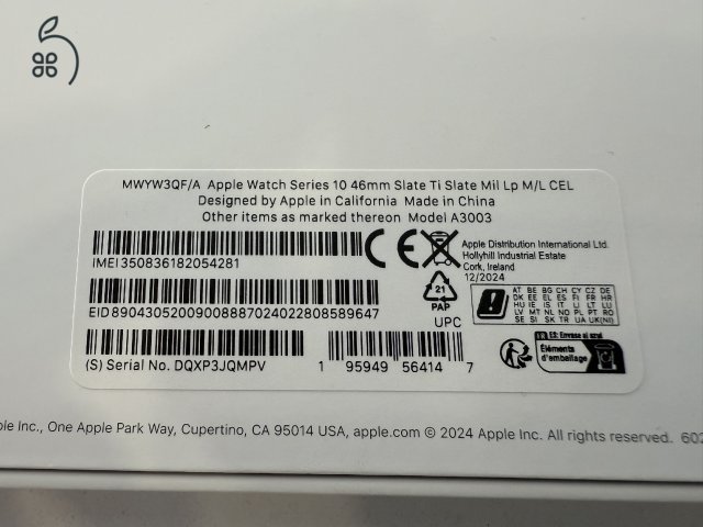 Apple Watch 10 46mm Titanium Cellular/Hibátlan/2026.03.06.Apple Gar./Akku 100%/p4298