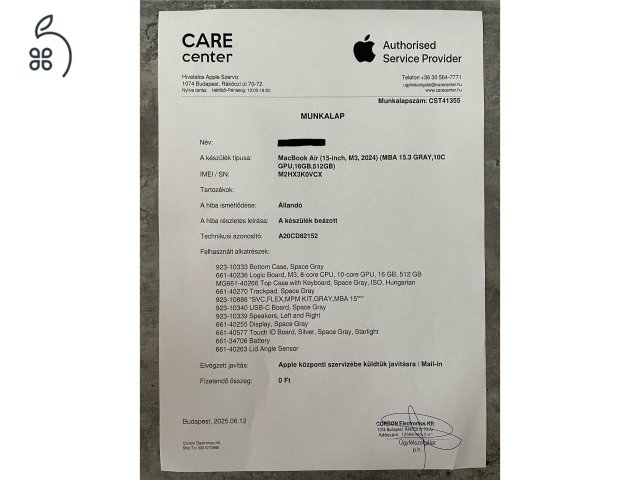 Új - Apple MacBook Air 15