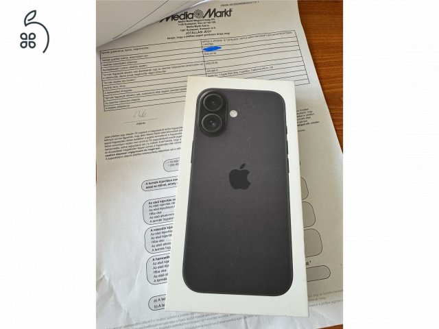 Apple Iphone 16, fekete, 128Gb, 1 hónapos! 3 év garancia (MediaMarkt)