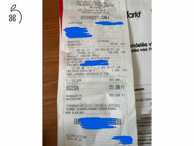 Apple Iphone 16, fekete, 128Gb, 1 hónapos! 3 év garancia (MediaMarkt)
