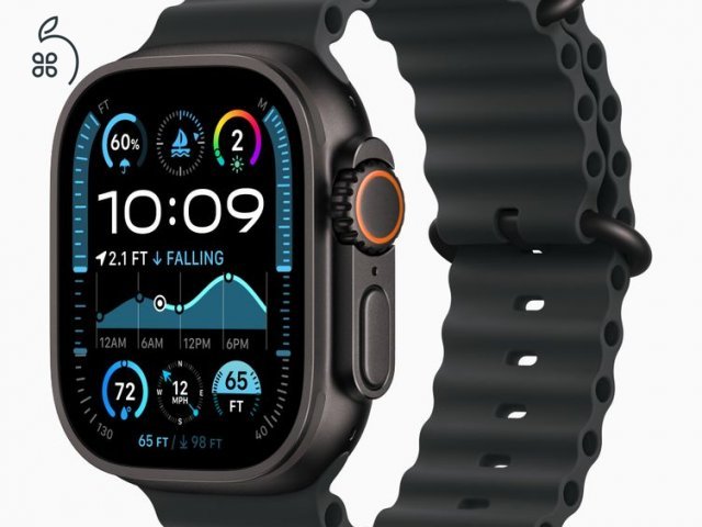 Apple Watch Ultra 2 GPS + Cellular, 49 mm-es fekete titántok, fekete Óceán szíj