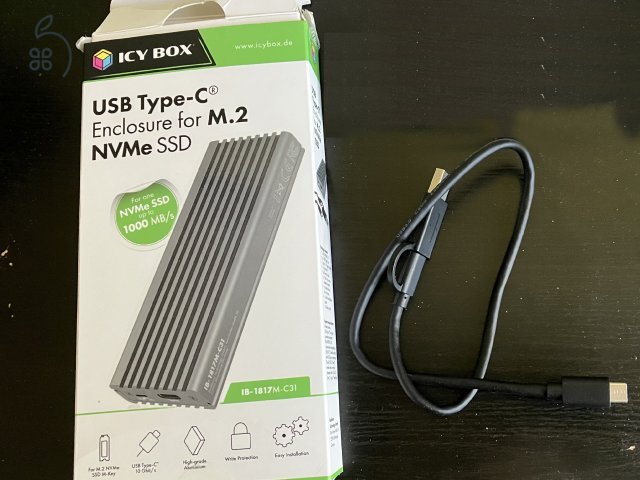 Raidsonic ICY BOX IB-1817 M2 SSD külső ház (M.2 2242/2260/2280, NVMe, USB 3.1 Type-C