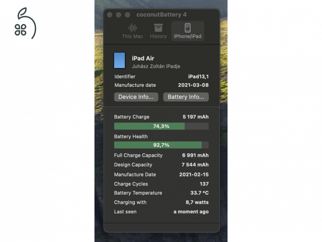 iPad Air 4.gen. - újszerű állapotban 92% Akku + Apple Pencil 2.gen.