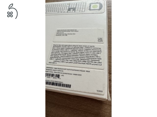 Hibátlan Fekete Magic Keyboard Touch ID-val, magyar billentyűkiosztás, Apple chipes Machez