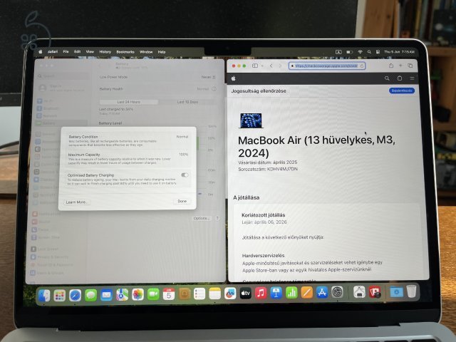 MacBook Air M3 GARANCIÁLIS 16 GB RAM