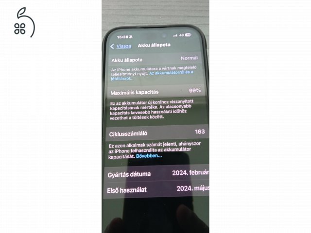 	iPhone 15 Pro 256GB újszerű még 2 év garanciával eladó