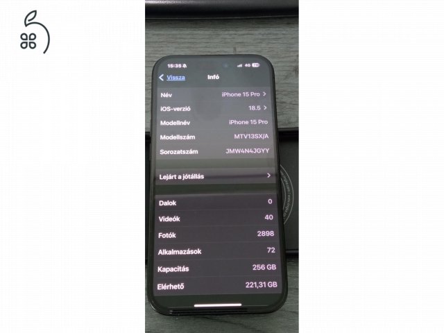 	iPhone 15 Pro 256GB újszerű még 2 év garanciával eladó