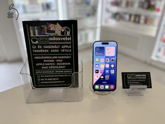 iPhone 16 Pro 256GB Függeten Újszerű/2027.10.20. Gar./Akku 98%/p4307