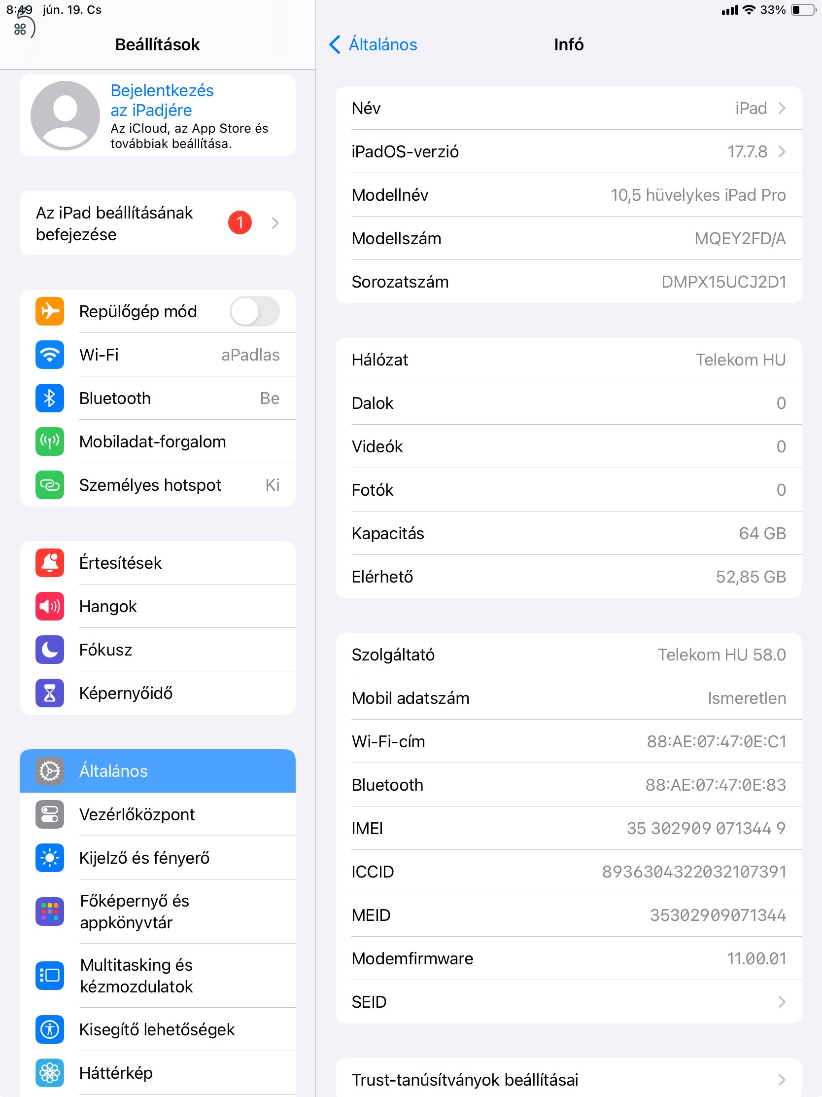 Használt iPad Pro 10.”5 cellular - 64GB + Apple Smart Keyboard + Apple Smart Cover
