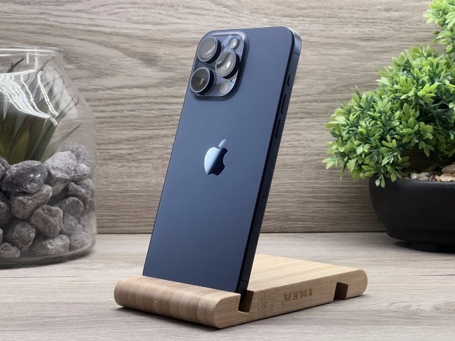 Hibátlan iPhone 15 Pro Max Blue Titanium 256GB 2 ÉV Garanciával Számlával 100% Akku