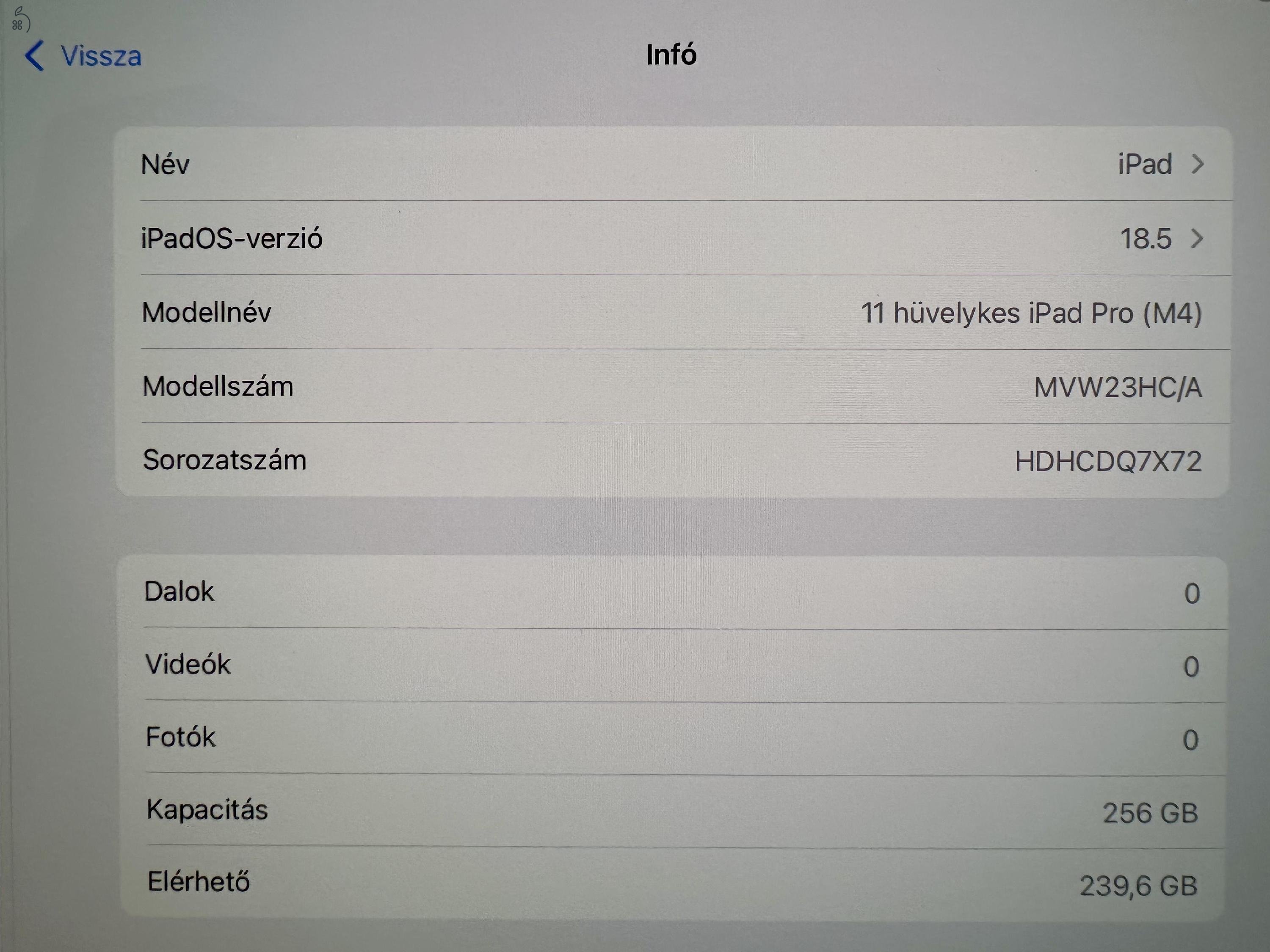 iPad Pro 11 M4 Wifi + Cellular 256GB - Garancia: 2027.08.05