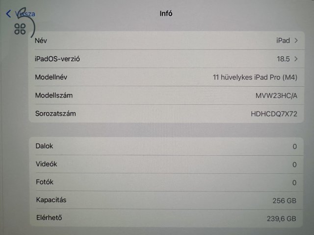 iPad Pro 11 M4 Wifi + Cellular 256GB - Garancia: 2027.08.05