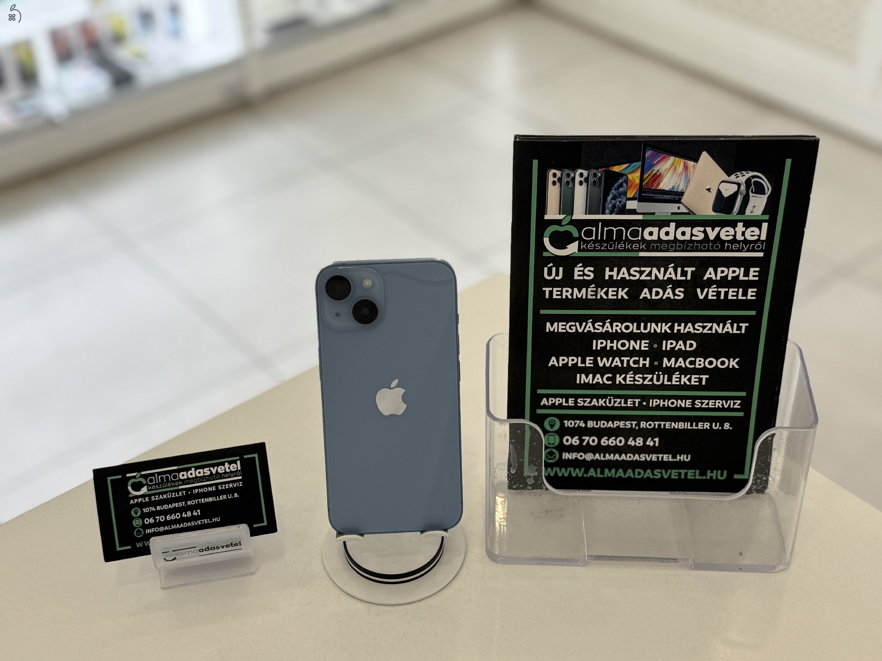 iPhone 14 256GB Független Újszerű/1-3 hónap gar./Akku 88%/p4317