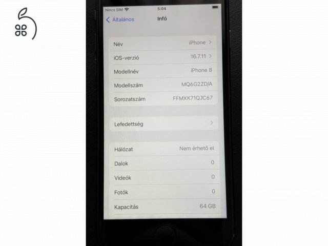 Apple iPhone 8 64GB szép kártyafüggetlen 
