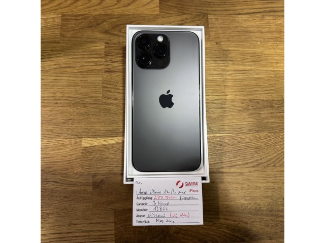 140. Apple iPhone 14 Pro Max - 128 GB - Space Black - Újszerű - ÚJ AKKU