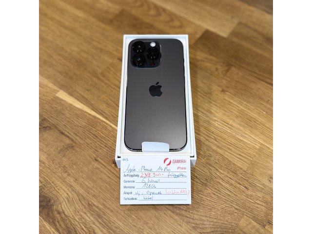 1. Apple iPhone 14 Pro – 128GB – Space Black – Akku 100% – ÚJ, 0 perces (113.)