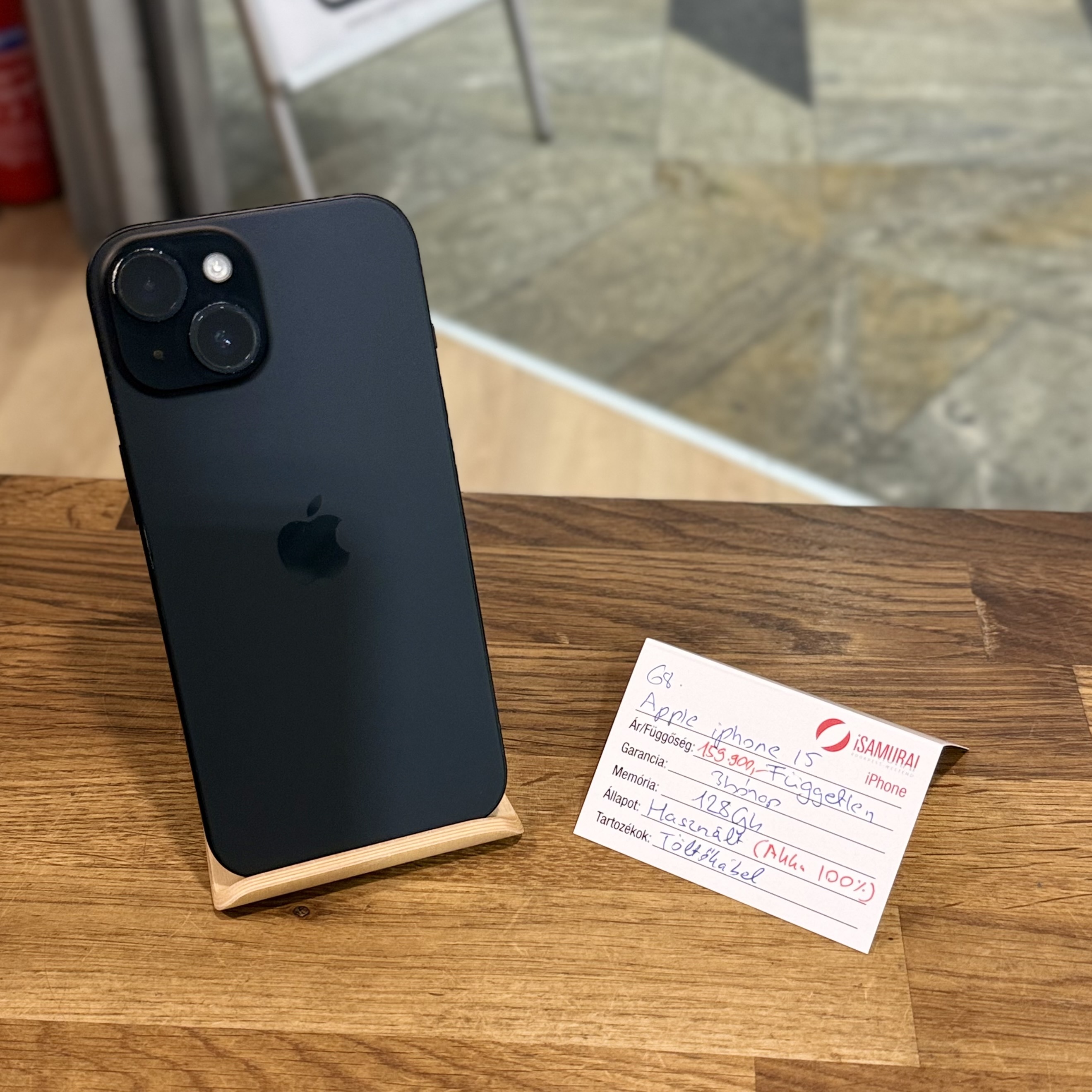Apple iPhone 15 - 128 GB - Fekete - Akku 100% ( 68.)