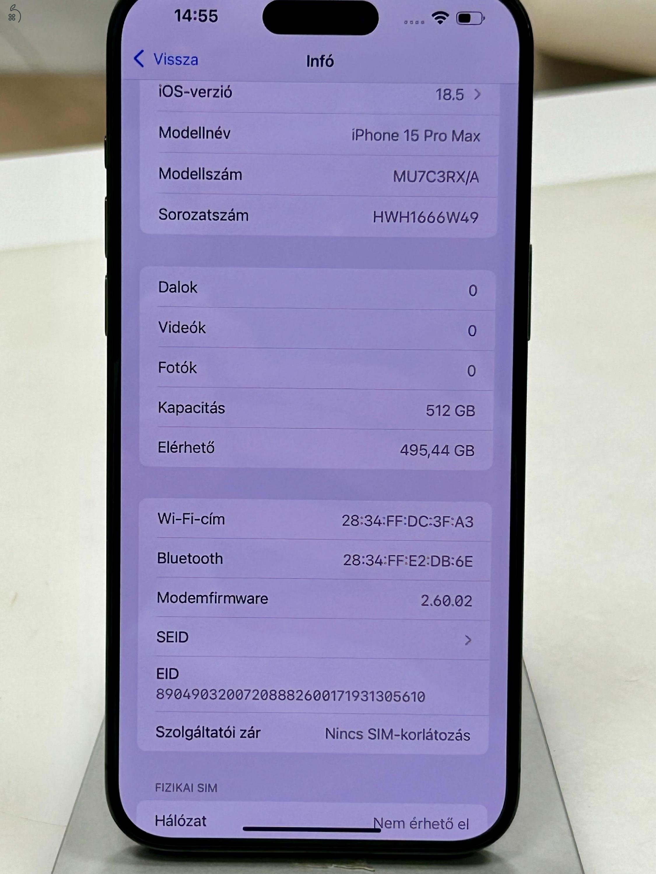 iPhone 15 Pro MAX Black 512GB! Karcmentes Független! 3 Hó Gar+ Beszámítás