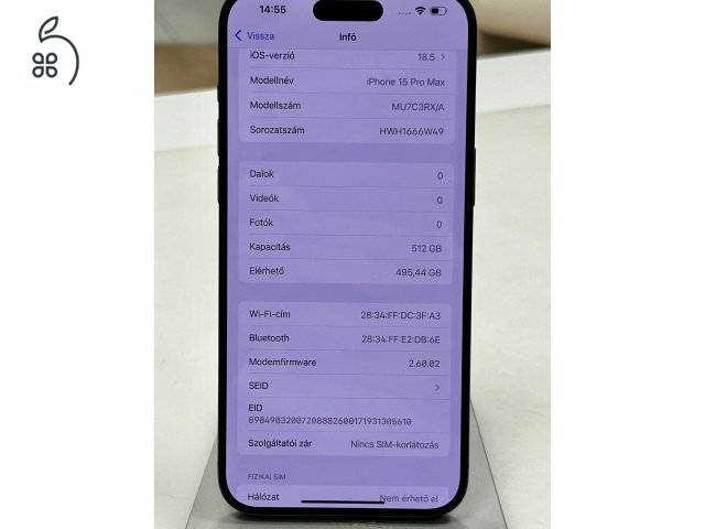 iPhone 15 Pro MAX Black 512GB! Karcmentes Független! 3 Hó Gar+ Beszámítás
