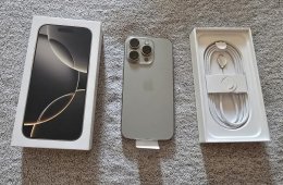 VADONATÚJ, felbontott iPhone 16 Pro natúr titán 128 GB számlával, 3 év garanciával 