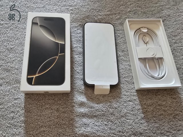 VADONATÚJ, felbontott iPhone 16 Pro natúr titán 128 GB számlával, 3 év garanciával 