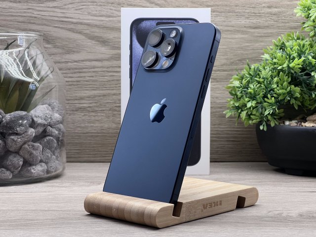 Hibátlan iPhone 15 Pro Max Blue Titanium 256GB 2 ÉV Garanciával Számlával Aksi 94%