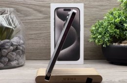 iPhone 15 Pro Natural Titanium 128GB 2 ÉV Garanciával Számlával Aksi 91%