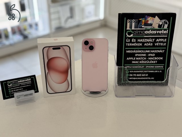 iPhone 15 Pink 128GB Független Hibátlan/1-3 hónap gar./Akku 86%/p4329