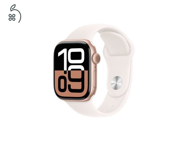Apple Watch Series 10 GPS – 42 mm-es rozéarany alumíniumtok, lágy rózsaszín sportszíj