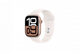 Apple Watch Series 10 GPS – 42 mm-es rozéarany alumíniumtok, lágy rózsaszín sportszíj