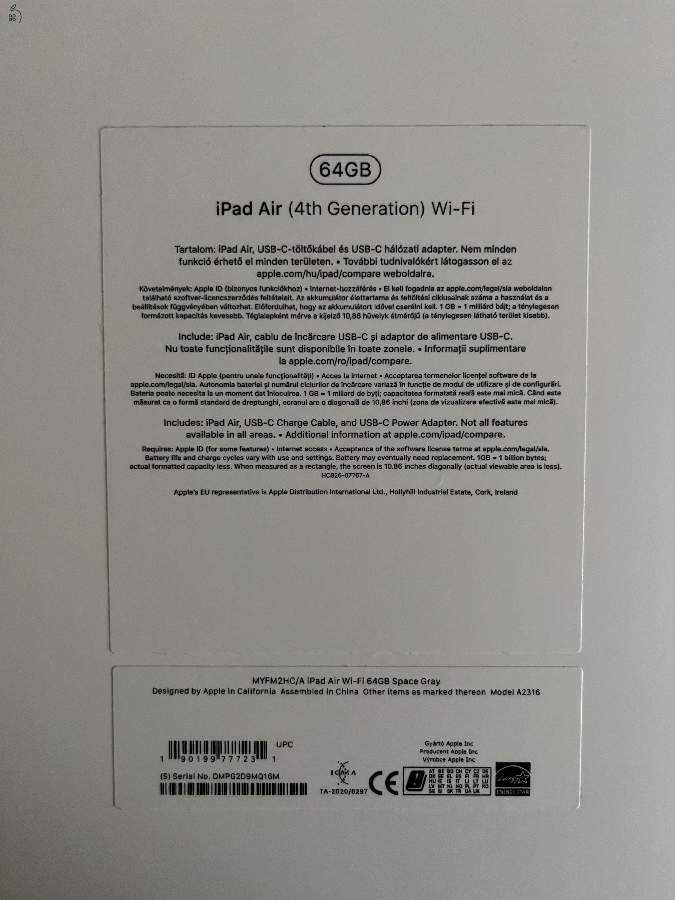 Újszerű-Ipad Air 4 64GB Wi-Fi+Apple pencil 2 gen+Mágneses tok