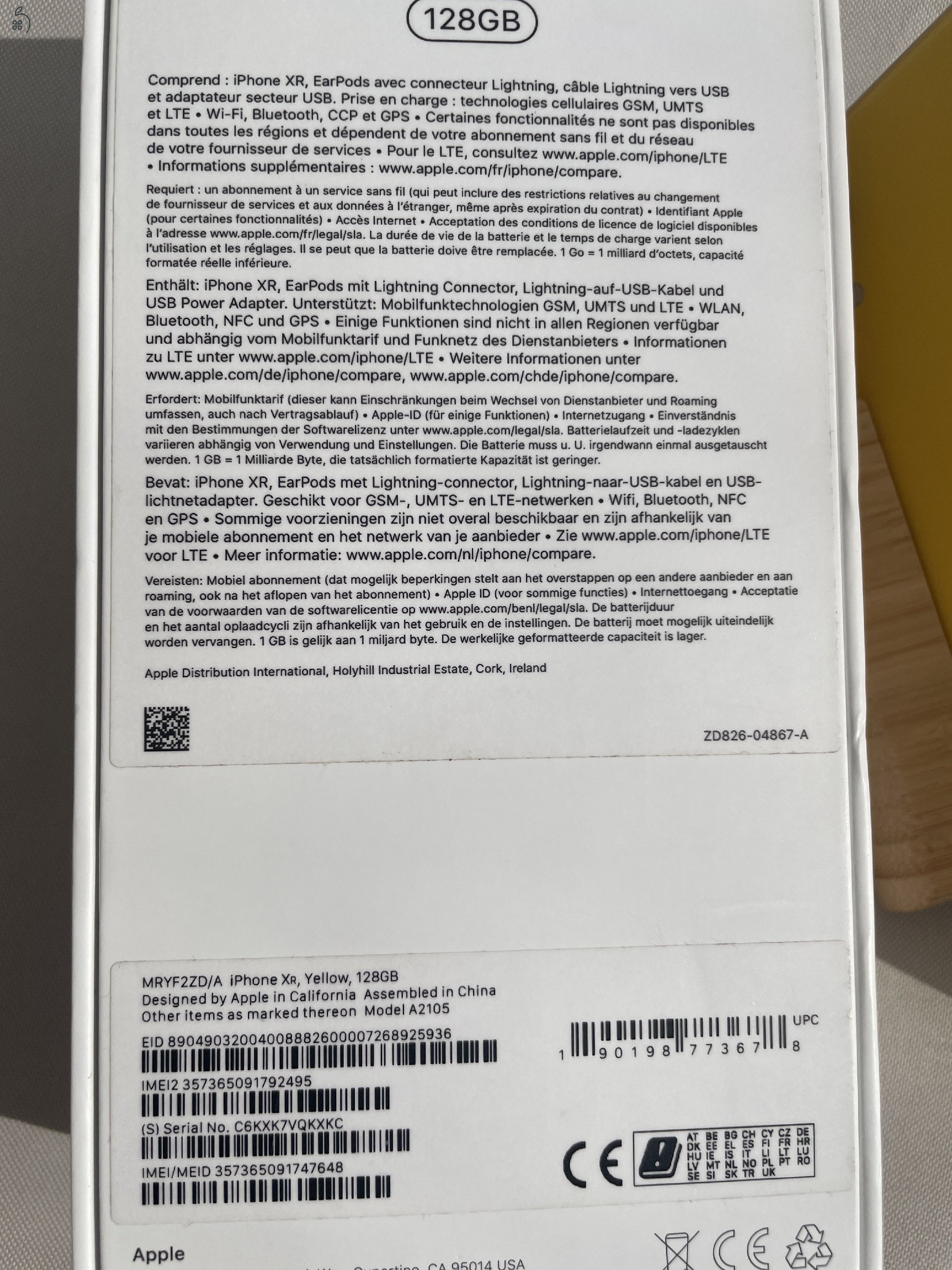 Iphone XR 128 Gb - yellow - model A2105