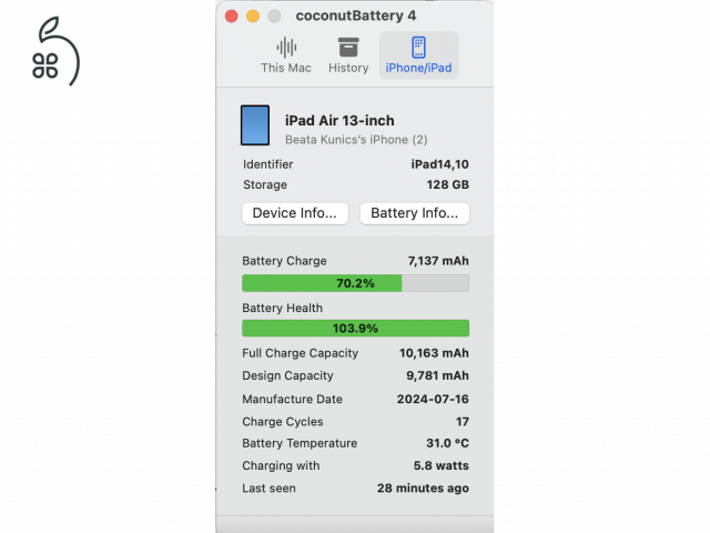iPad Air 13″ (2024, M2 chip, 128 GB, Wi‑Fi) + Apple Pencil Pro + tokok + billentyűzet