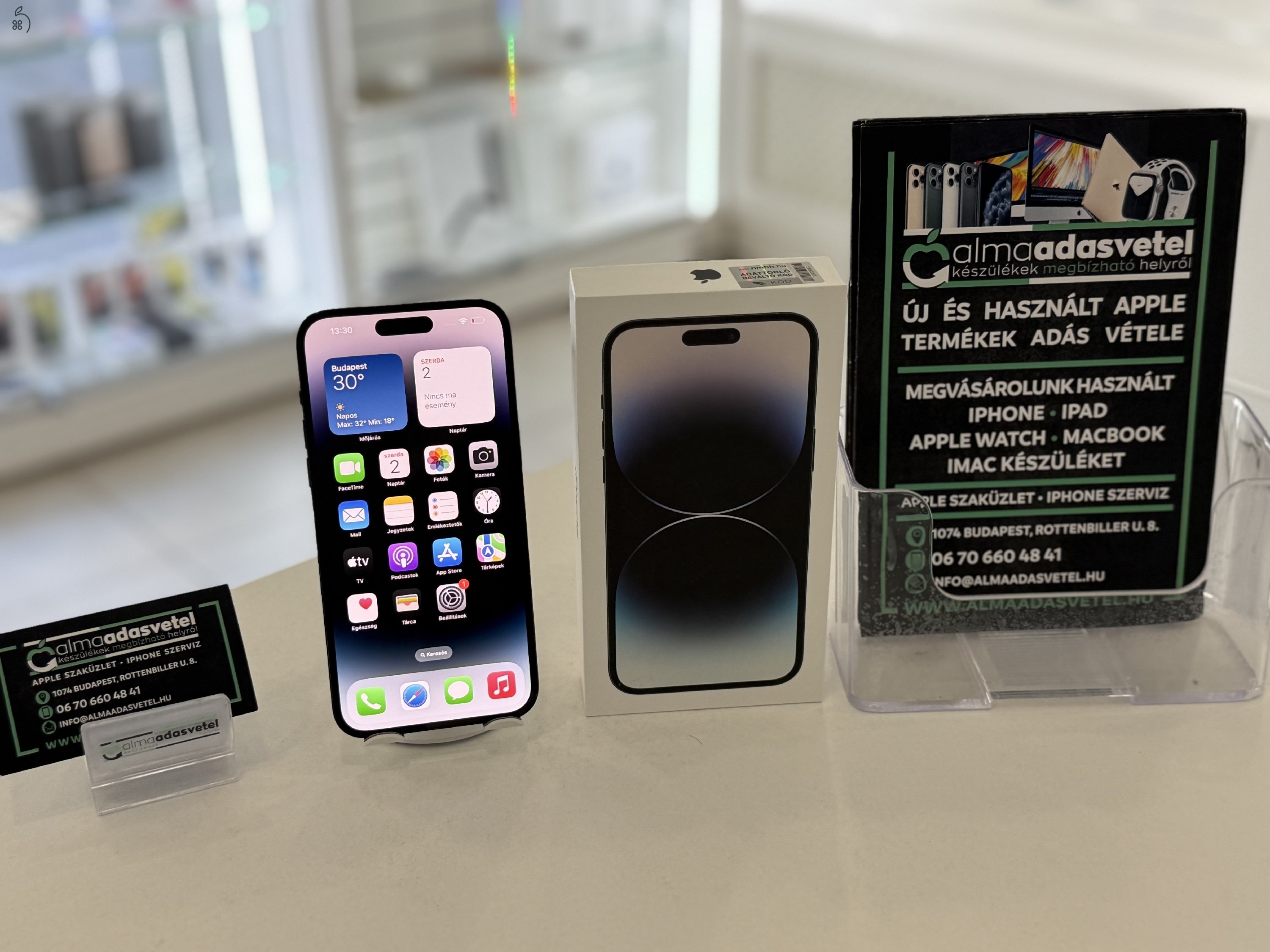 iPhone 14 Pro Max 128GB Független Újszerű/1-3 hónap gar./Akku 84%/p4337
