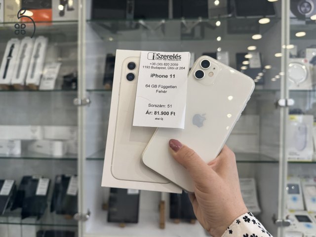 Garanciás | iPhone 11 64GB fehér független új akku (51) iszerelés.hu