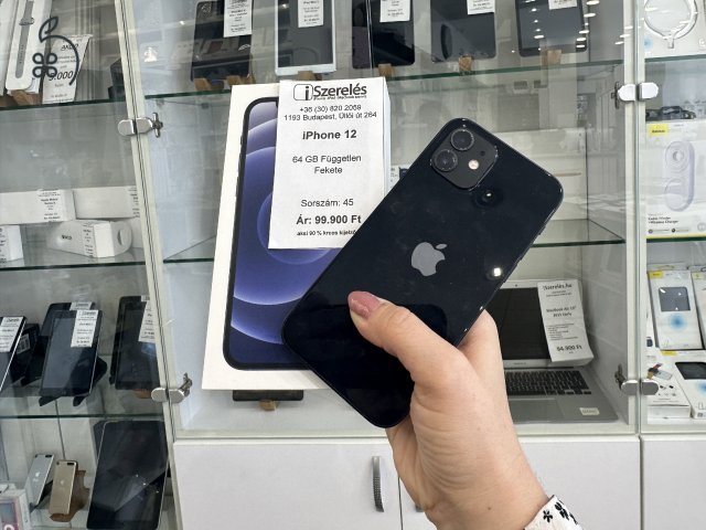 iPhone 12 64 GB független fekete akkumulátor 90% garanciával (48) iszerelés.hu