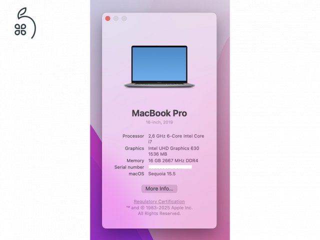 Apple MacBook Pro 16” Retina Touch Bar – 2019/2020 – Újszerű állapotban, garanciával!